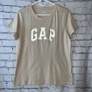 Gap NWT Short Sleeve Beige and Gold Graphic Tee Size Large
